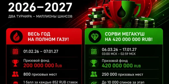 Турниры в Нефть Казино 2026–2027: более 620 000 000 RUB в призовых 30 нефть казино